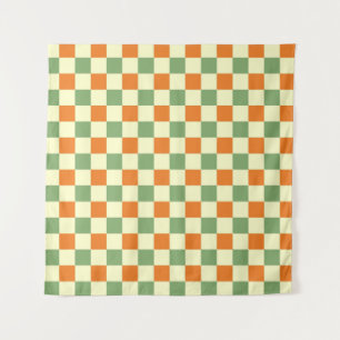 Tenture Green Orange Brown À damiers En vichy Motif