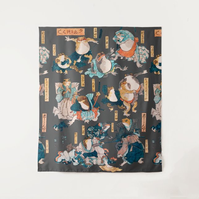 Tenture Grenouille japonaise ukiyo-e Froggies (Devant)