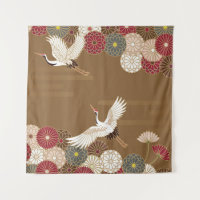 Grues et chrysanthèmes japonais traditionnel pat