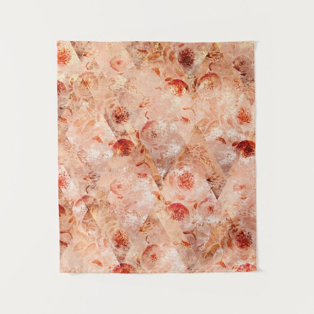Tenture Grunge motif floral. Arrière - plan de corail. (Devant)