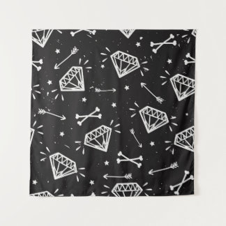 Tenture Grunge rock : diamants, os motif.