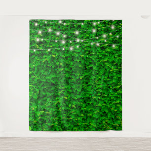 Tenture Guirlande de lumières fées de mur vert pour décor 