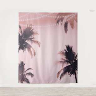 Tenture Guirlande de lumières Palmiers Rose Fond pour phot