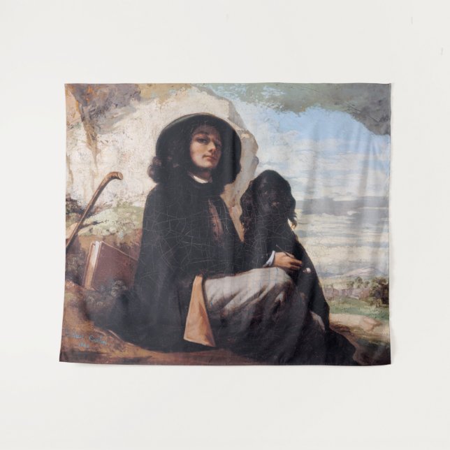 Tenture Gustave Courbet - Autoportrait avec un chien noir (Devant (Horizontal))