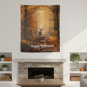 Tenture Halloween automne Thanksgiving Forest Deer