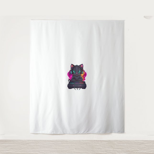 Tenture Halloween Éffrayant Gamer Cat (Devant)
