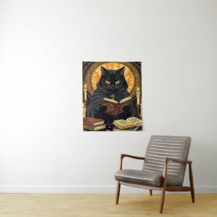 Tenture Halloween en couverture cartonnée Un chat lisant d
