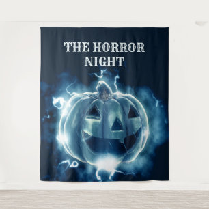 Tenture Halloween Parti mal bleu Citrouille Horreur