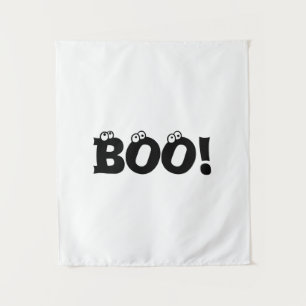 Tenture Halloween Scary Boo! yeux noir blanc déco