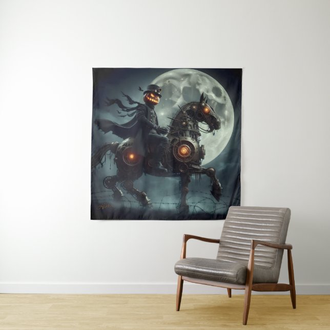 Tenture Halloween Steampunk Horseman sans tête (En situation)