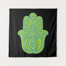 Hamsa Design Vert & Noir Fond