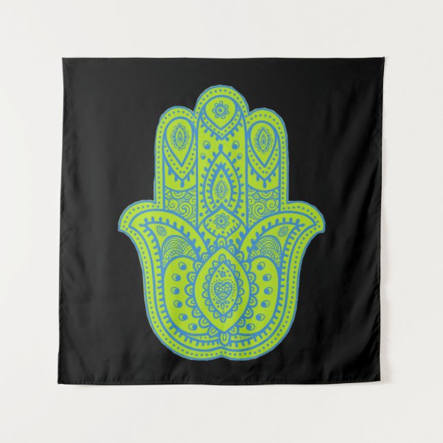 Tenture Hamsa Design Vert & Noir Fond (Devant)