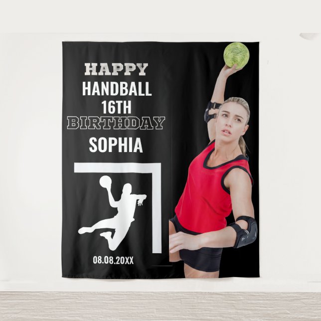 Tenture Handball Birthday, Handball Girl Player Backdrops (Devant)
