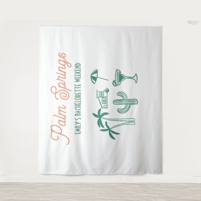 Tenture Handdrawn Palm Springs Pink Bachelorette Weekend (Devant)