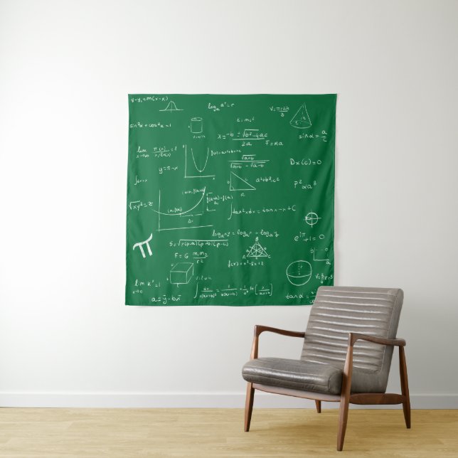 Tenture Handwritten Math Formulas and Equations Green (En situation)