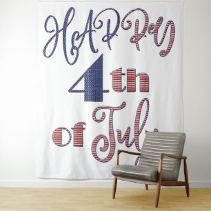 Tenture Happy 4 juillet Décor Étoiles et rayures