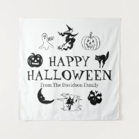 Happy Halloween nom personnalisé noir blanc décor