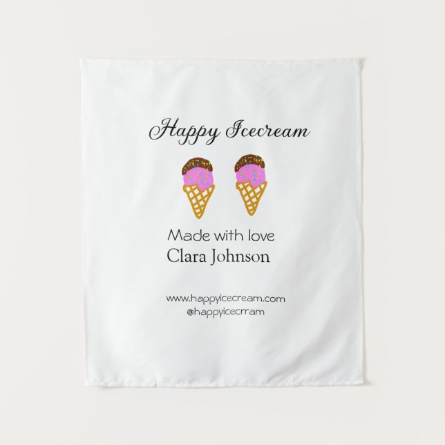 Tenture Happy Icecream add name website social media  (Devant)