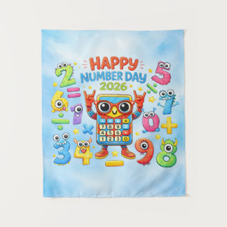 Tenture Happy Number Day 2026 Cute Maths Poster for Kids