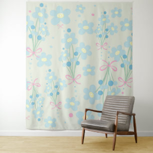 Tenture Harmonie bleu et rose doux