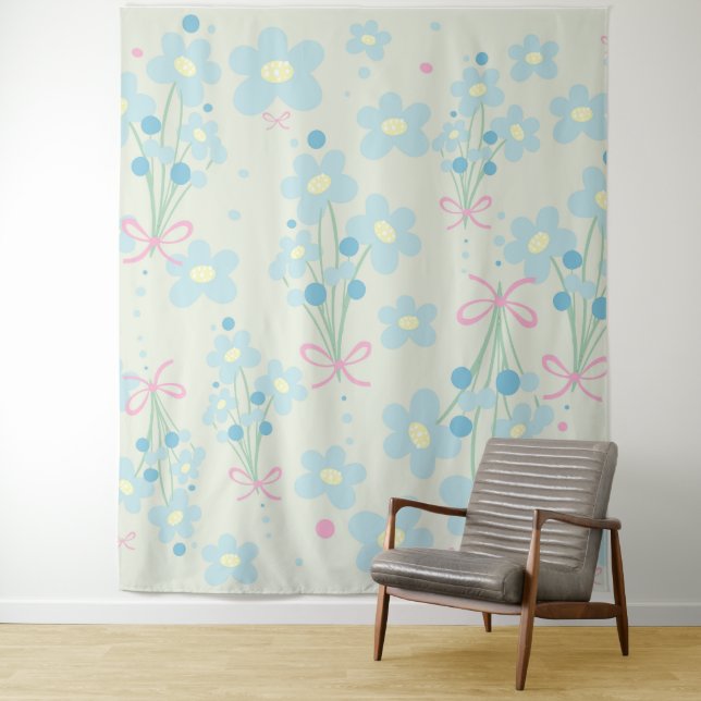 Tenture Harmonie bleu et rose doux (En situation)