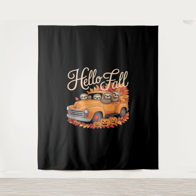 Tenture Hello Fall Funny Sloth Halloween pumkin Classic T- (Devant)