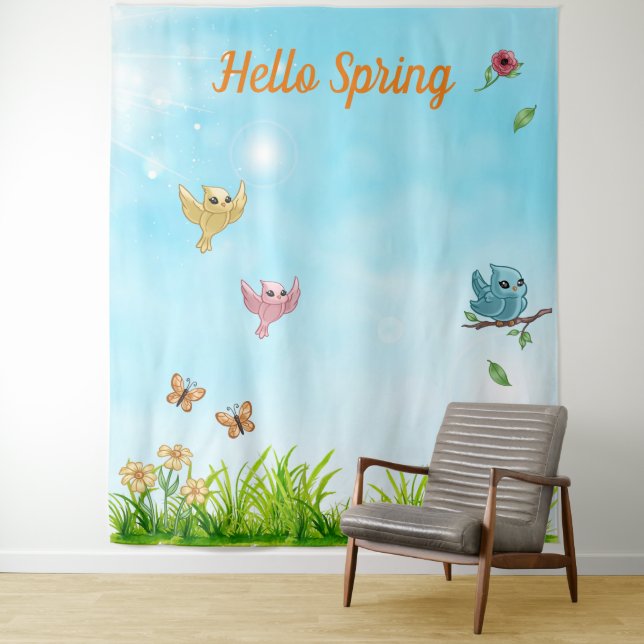 Tenture Hello Spring Photo Party Backdrop (En situation)