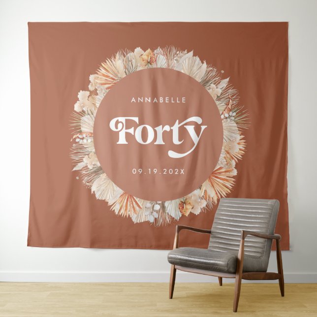 Tenture Herbe de pampa botanique pour 40e anniversaire en  (En situation (horizontale))