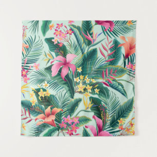 Tenture Hibiscus tropicaux : Motif Floral sans joint
