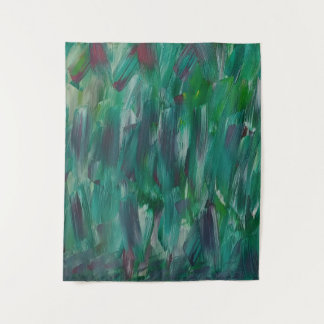 Tenture Hidden Green Red White Colorful Abstract Art