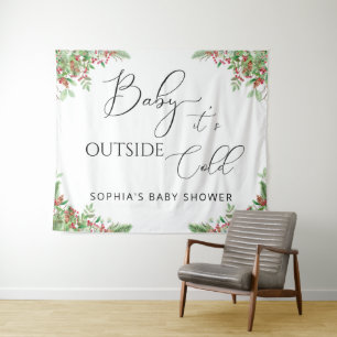 Tenture Hiver à feuillage persistant bébé il fait froid de