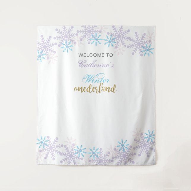 Tenture Hiver Onederland 1er anniversaire Bébé fille migno (Devant)