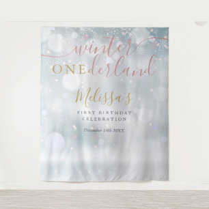 Tenture Hiver ONEderland 1er Anniversaire Rose Et Or