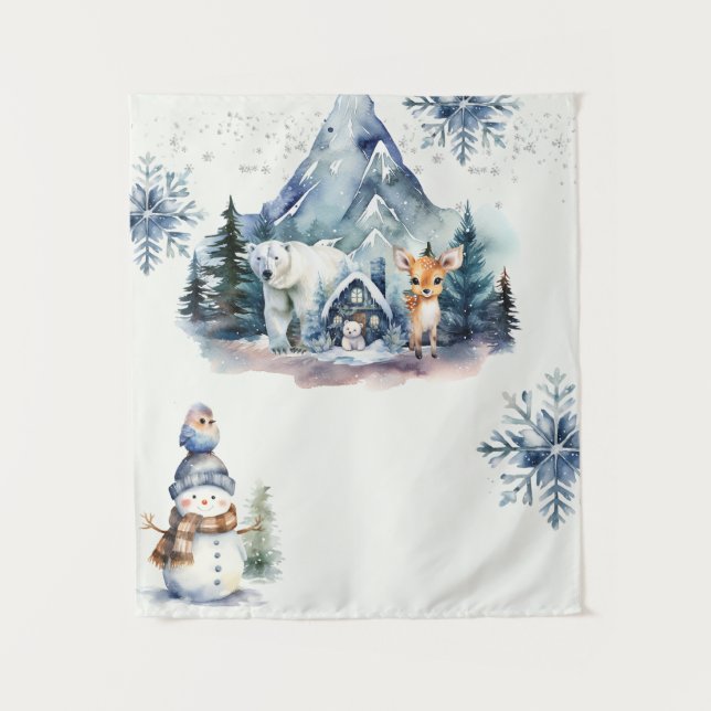 Tenture Hiver Onederland Fantastique Forêt 1er Anniversair (Devant)