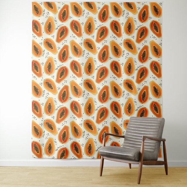 Tenture Hiya Papaya Motif (En situation)