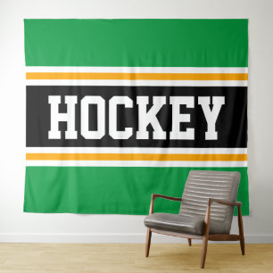 Tenture HOCKEY Athlète Vert clair Noir Jaune rayures