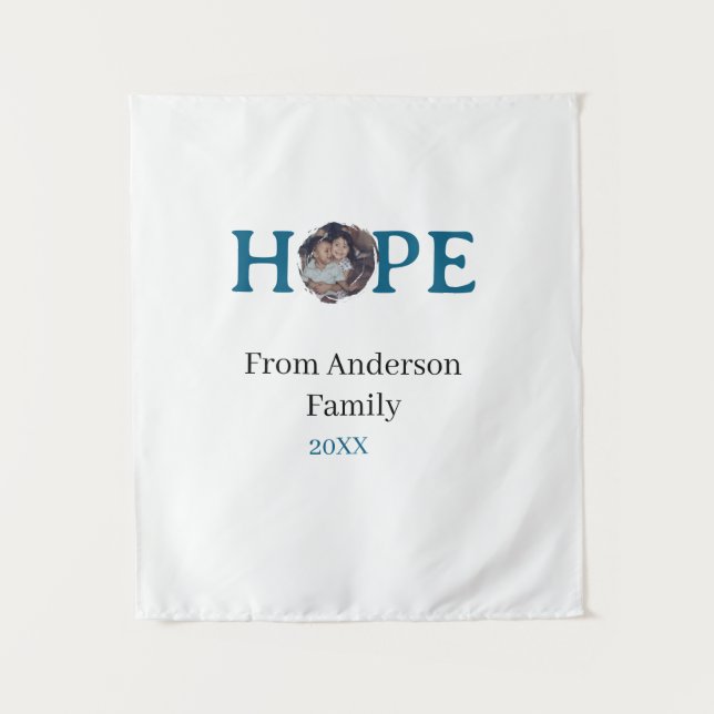 Tenture Hope blue holidays bold letter kids photo name yea (Devant)