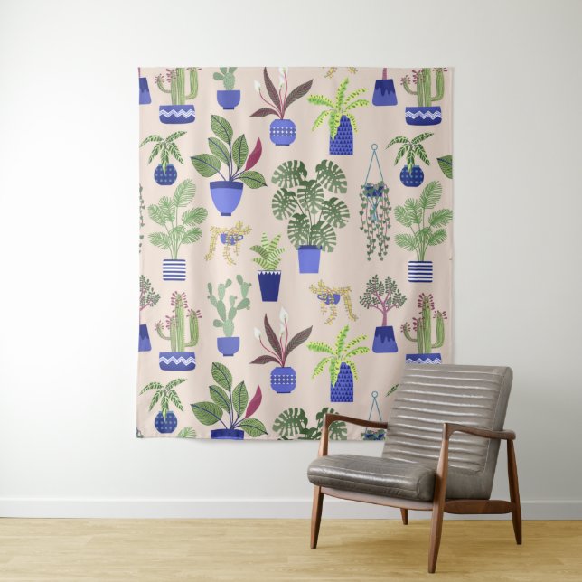 Tenture Houseplants Cactus Motif Succulent (En situation)