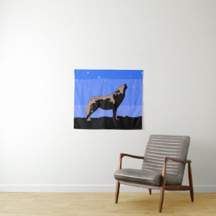 Tenture Howling Wolf en hiver - Art faunique original