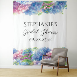 Tenture Hydrangeas Blue Floral Fête des mariées Photo Boot