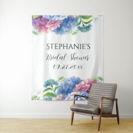 Tenture Hydrangeas Blue Floral Fête des mariées Photo Boot