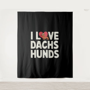 Tenture I Love Dachshunds mignon dessin