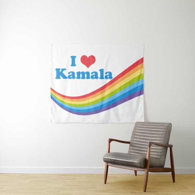 Tenture I Love Kamala Cute Election Rainbow (En situation (horizontale))