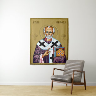 Tenture icône orthodoxe de Saint Nicolas, Sveti Nikola ser