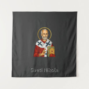 Tenture icône orthodoxe serbe de lettre de saint Nicolas 