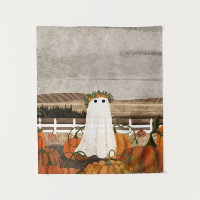 Tenture Il y a un fantôme dans le patch Citrouille à nouve (Devant)