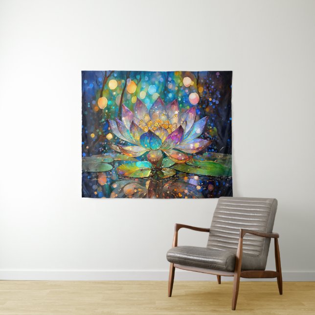 Tenture Illuminated Blooming Lotus Flower (En situation (horizontale))