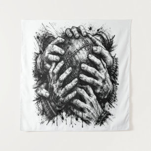 Tenture Illustration à l'encre d'art sombre des Orcades – 
