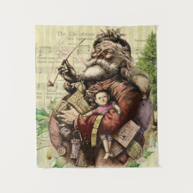 Tenture Illustration classique de l'arbre du Père Noël joy (Devant)