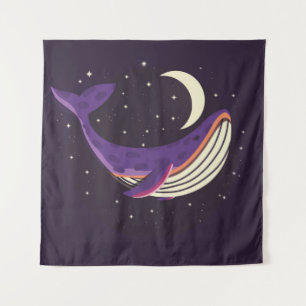 Tenture Illustration colorée portrait de la baleine mignon